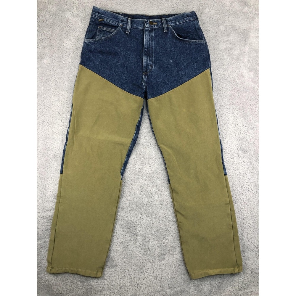 Wrangler Rugged Wear Jeans Men's 34x30 (Tag 36x30) Brush Guard Made In USA *Flaw